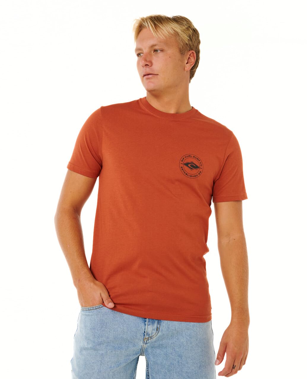 Ripcurl Men's Orange Rip Curl Staple Graphic Short Sleeve T-Shirt  40 L