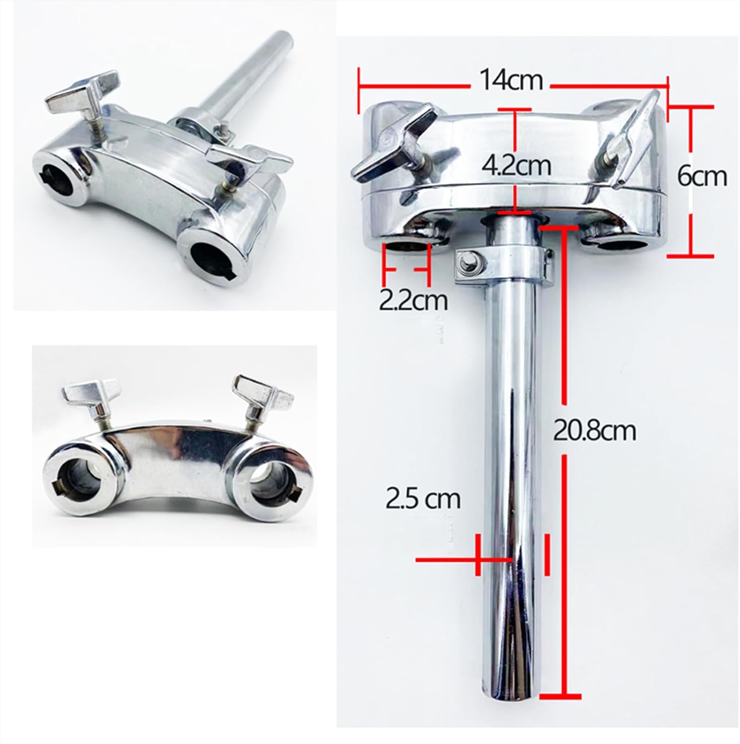 Double Tom Drum Stand Adjustable Height & Angle Sturdy Metal Construction Lightweight Attachment for Concerts Stage Performances 9.84inch