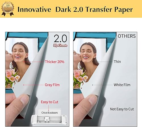 Miniatura 8 de TransOurDream Papel de transferencia de calor dibujable para camisetas (25 hojas de 8.5 x 11, oscuro 4.0), vinilo de transferencia de calor HTV