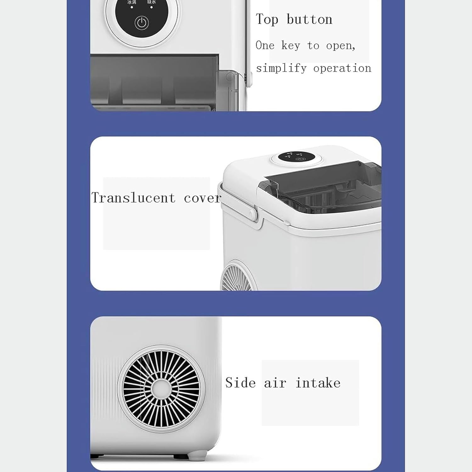 AMNOOL Machine to Make Ice On Countertop Machine for Make Ice for Countertop, 9 Bullet Cubes Ready in 6-9 Minutes, Machine for Doing Portable Ice with Autolympie, Shovel for Ice, Machine for