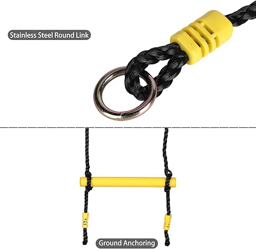 Miniatura 3 de Escalera de cuerda de escalada para niños, accesorios de entrenamiento de escalador, accesorio para interiores y exteriores, patio trasero, escalera
