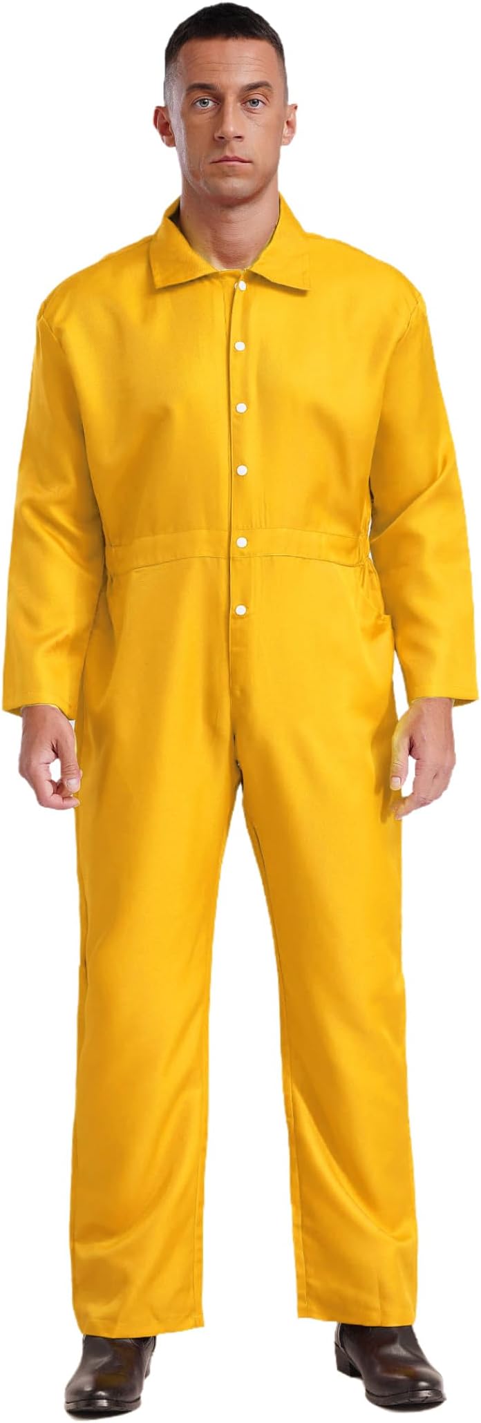 Mens Wear Resistant Work Overalls Long Sleeve Button-up Mechanics Workwear Jumpsuits Coverall