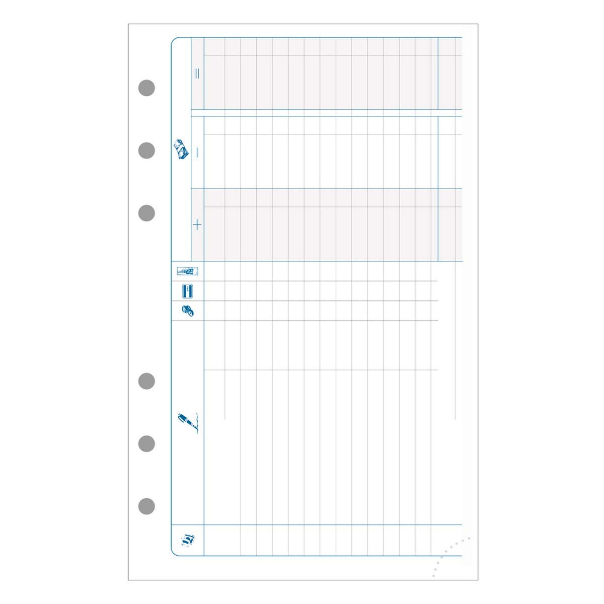 Exacompta 18214 Sheets recettes-dépenses Refill for Exatime 17 Organiser Pack of 12 White