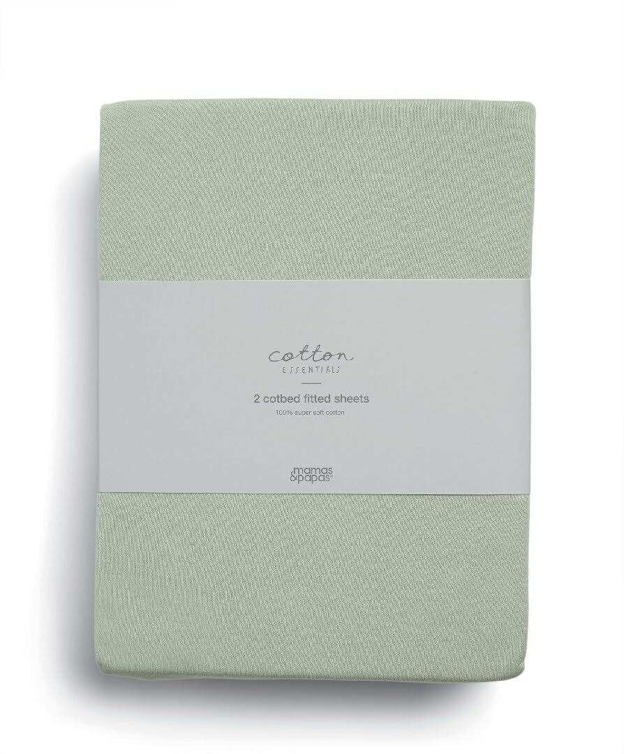 Mamas & Papas 2 Pack Cot/Bed Fitted Sheets, Sage