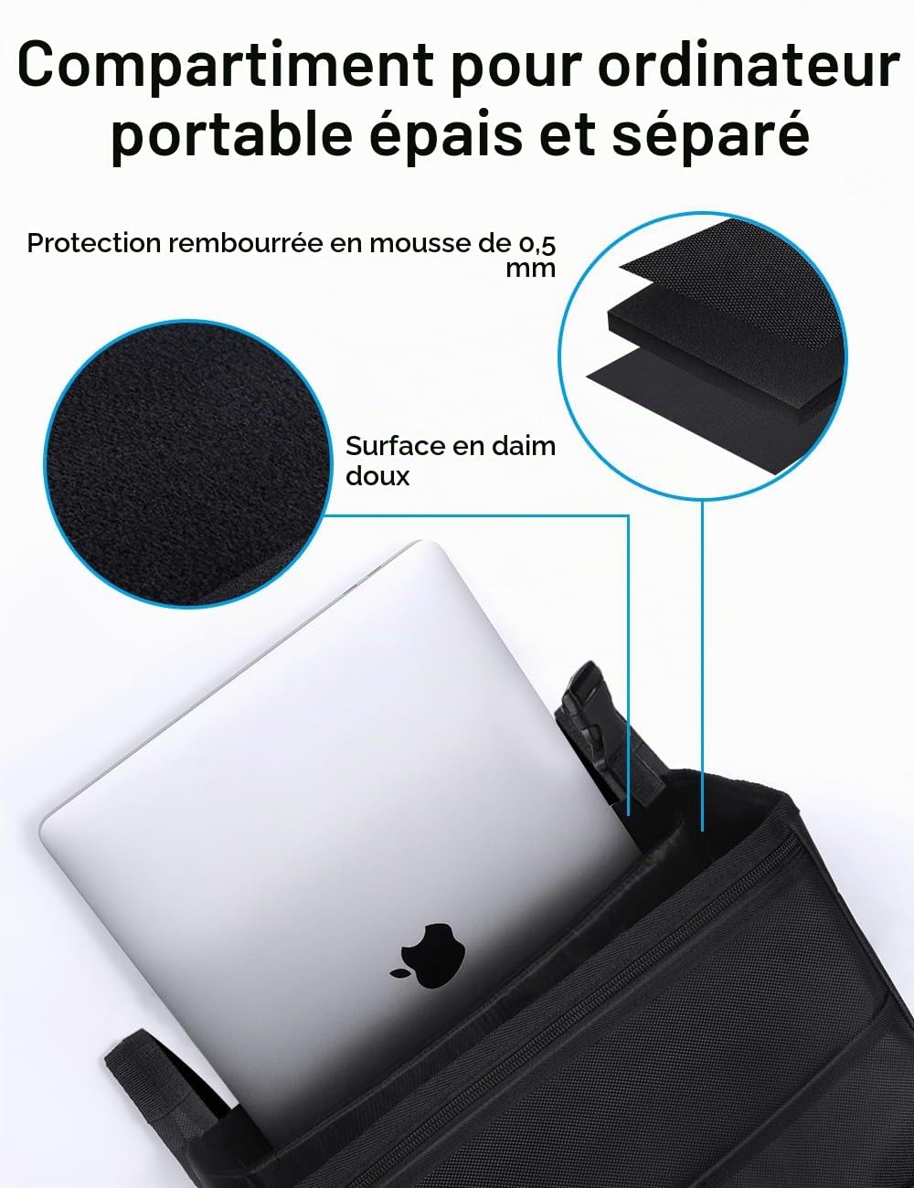 Smof Organiseur de siège de voiture pour siège avant/passager, organiseur de siège arrière suspendu pour dossiers, fournitures de bureau, organiseur de siège arrière pour enfants avec poche séparée