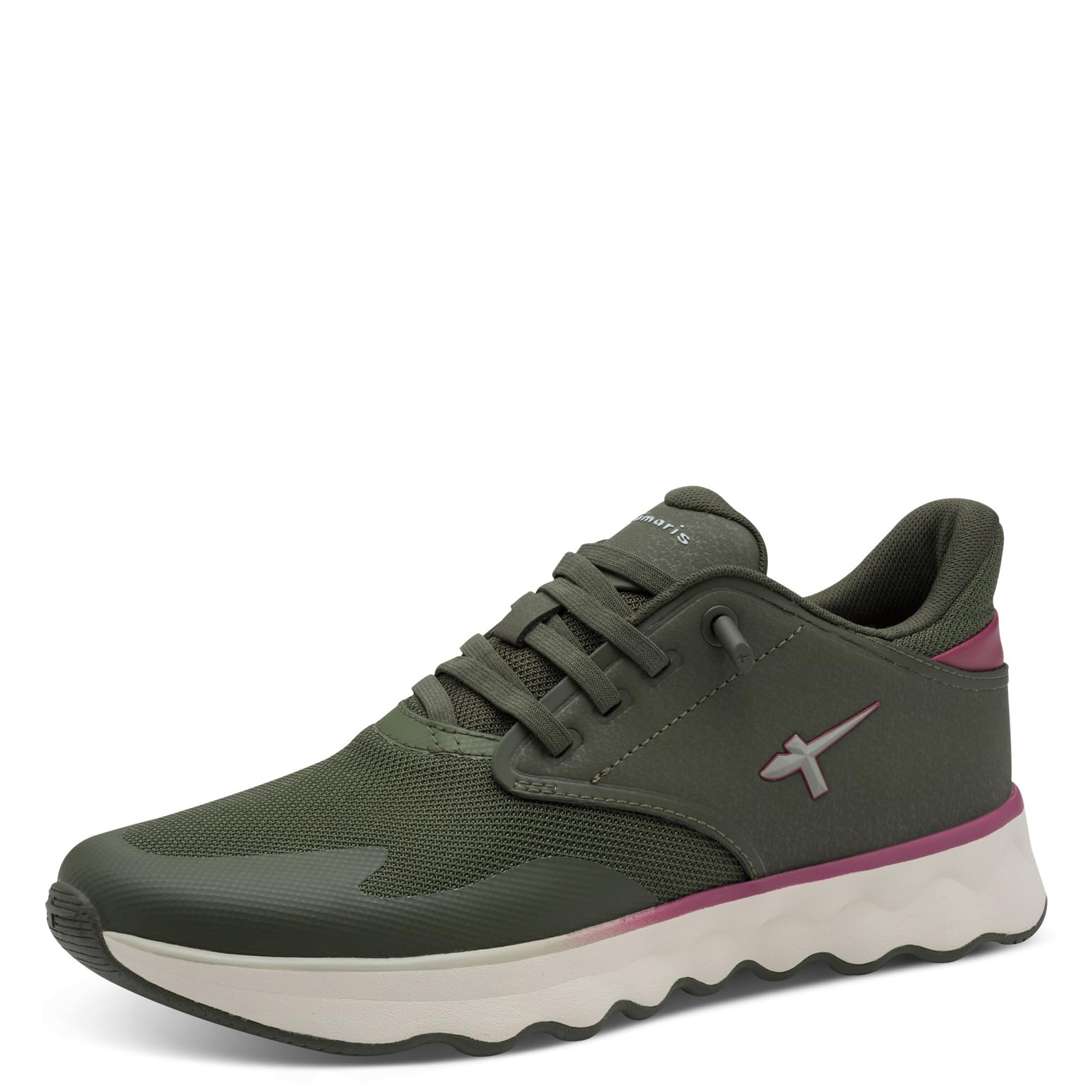 Tamaris Women's Vegan Lace-Up Shoes, Olive Comb, 5 UK