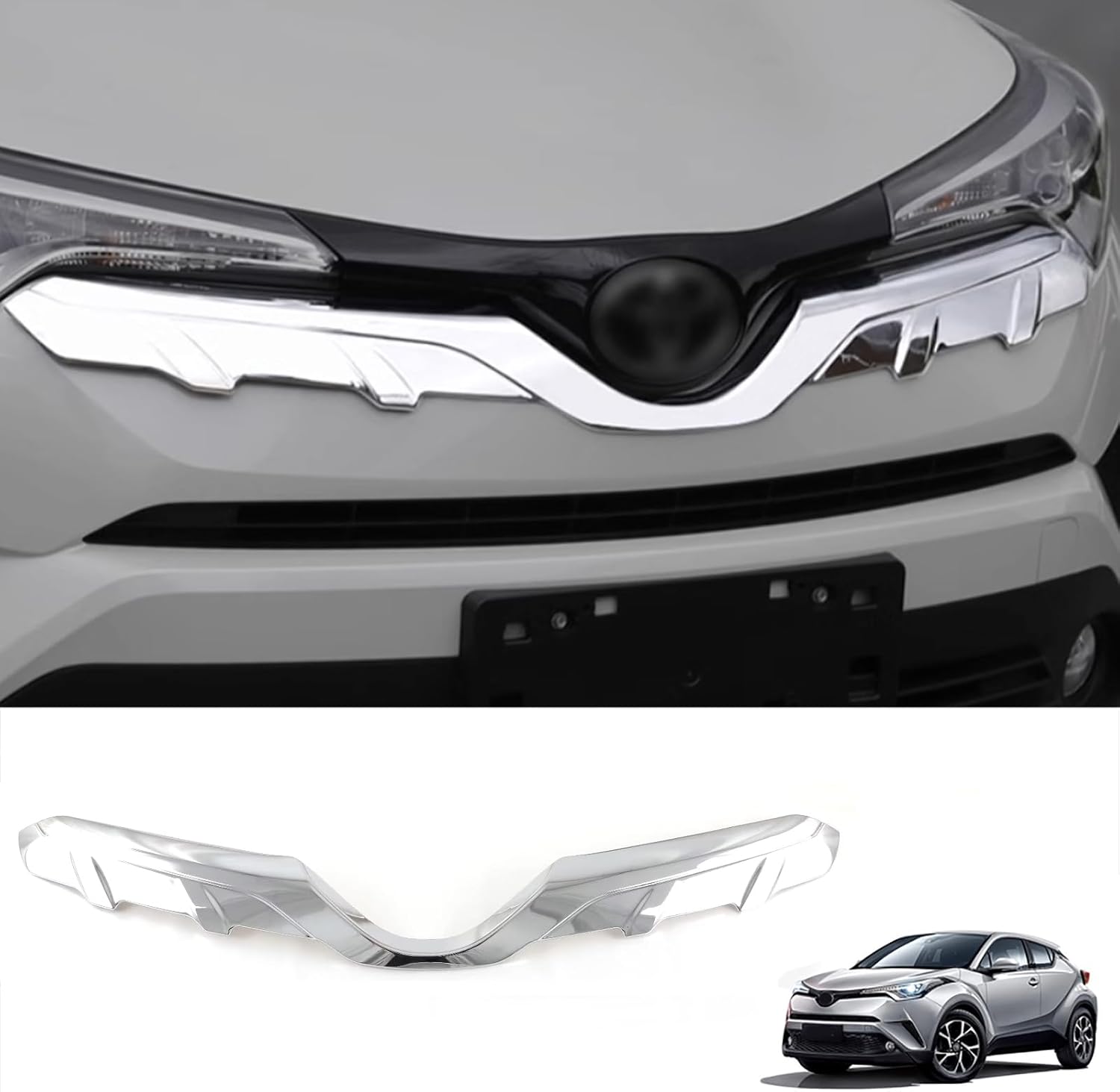 Car Accessories Front Grill Grille Cover Decorative Molding Cover Trim (Carbon Fiber Style) Fit For Toyota C-HR CHR 2018 2019 ABS 1PC