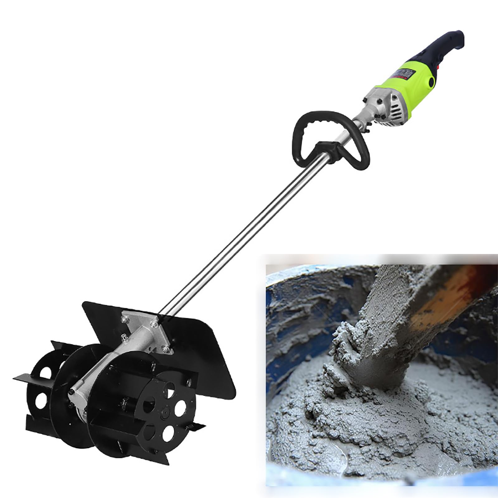 Miscelatore Elettrico per Cemento da 8800W,Miscelatore per Stucco E Intonaco con Maniglia Ausiliaria,9 Livelli velocità Regolabili,può Essere Collegato alla Tubatura dell'Acqua
