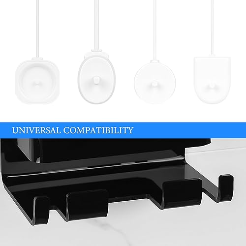 Miniatura 10 de Soporte para cepillo de dientes eléctrico montado en la pared, organizador de cable de cepillo de dientes eléctrico con capacidad para 1 cargador,