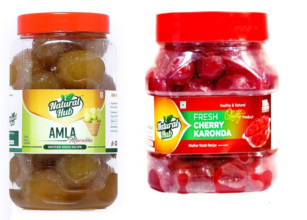 Natural Hub Combo Pack of Amla (1kg) and Cherry (500g) Murabba | Homemade Taste Murabba Packed in Sealed Food-Grade Jars | No Artificial Colour & Flavour-image-21