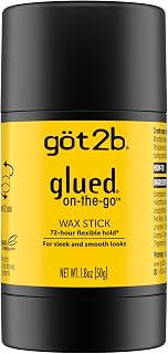 got2b Glued On-the-Go Wax Stick 1.8oz - 72-Hour Flexible Hold, Frizz Control, Sweat-Resistant No-Crunch Styling