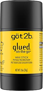 glued on-the-go wax stick, 1.8oz, sleek and slick styles, style your hair without the crunch, helps control frizz