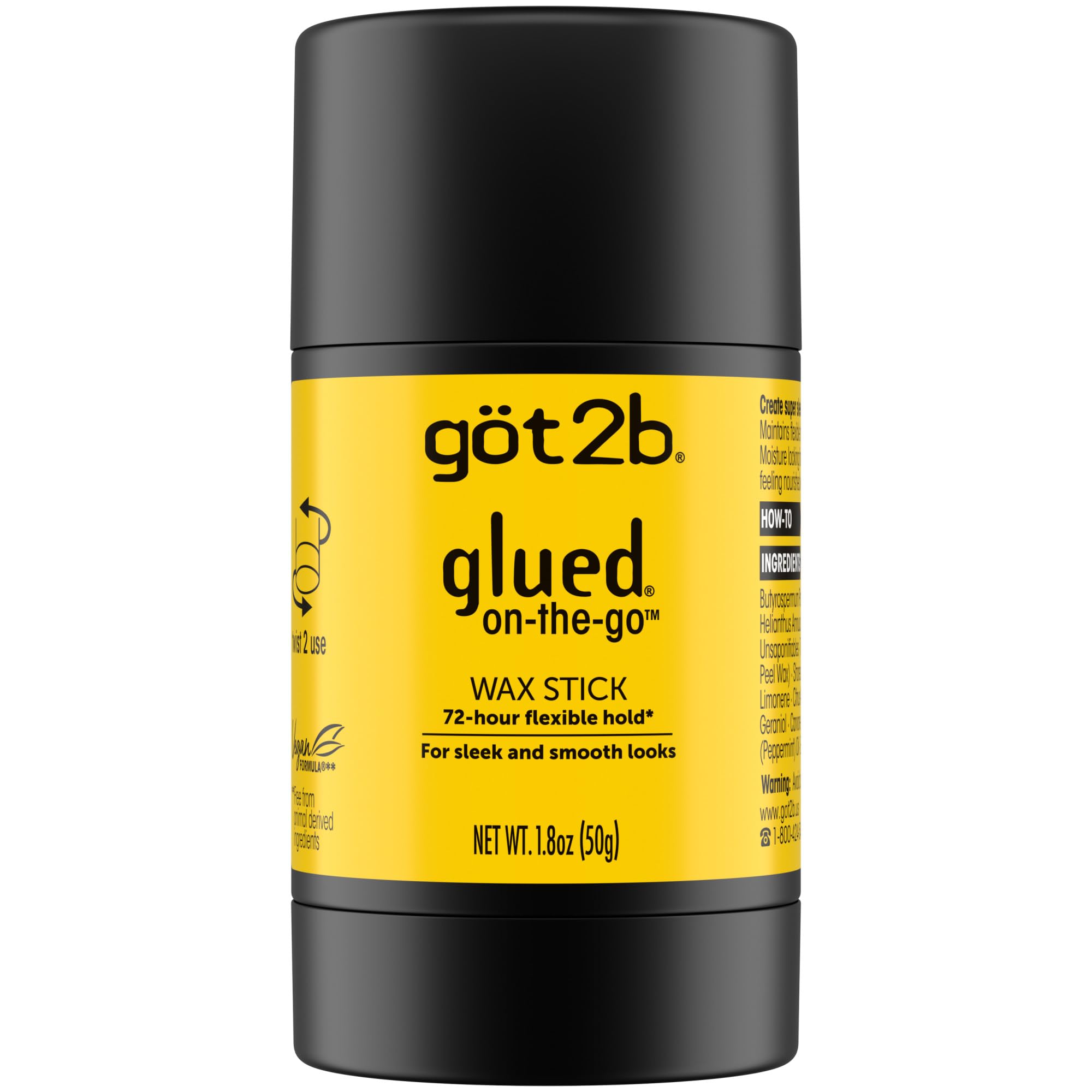 got2b glued on-the-go wax stick 1 8oz sleek and slick styles style your hair without the crunch helps