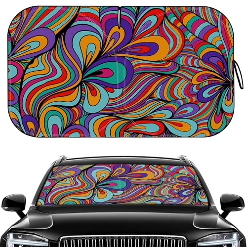 Windshield Sun Shade - Car Sun Shade Windshield, Reflector Sunshade Offers Ultimate Protection for Car Interior, Foldable Front Window Fit for Hatchback, Truck, SUV, MPV