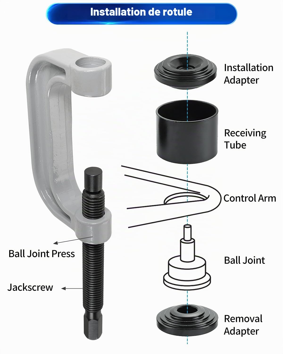 ATPEAM Kit Extracteur de Rotule 10 Pièces, Arrache Rotule Universel avec Cadre en C, Outils de Démontage pour 2WD et 4WD, Coffret de Rangement Inclus