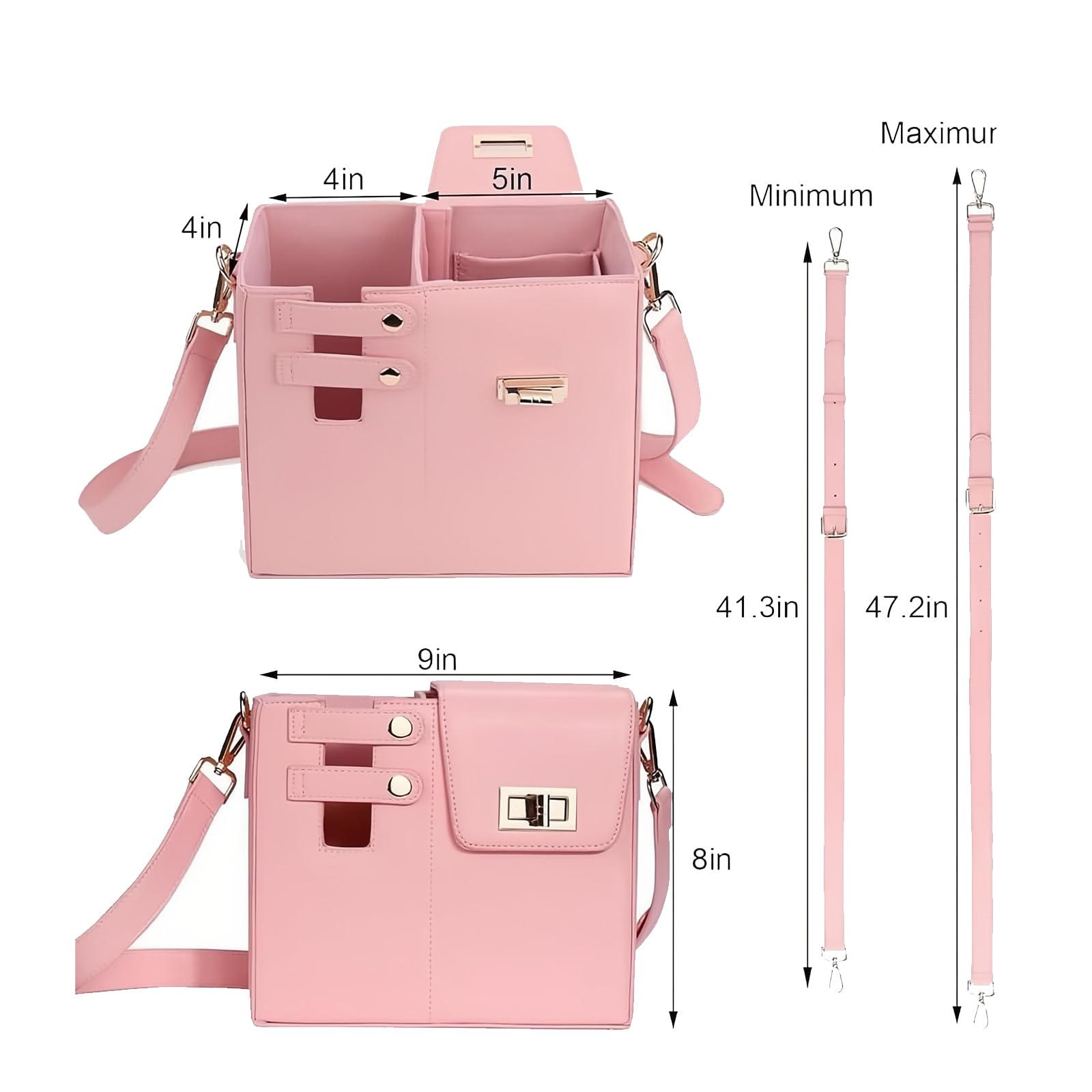 Torba crossbody na butelkę na wodę na kubek Stanley 1,134 g, torba na ramię ze skóry PU z odpinanym paskiem, torebka z wieloma kieszeniami z uchwytem na butelkę, pasuje do większości kubków - idealna