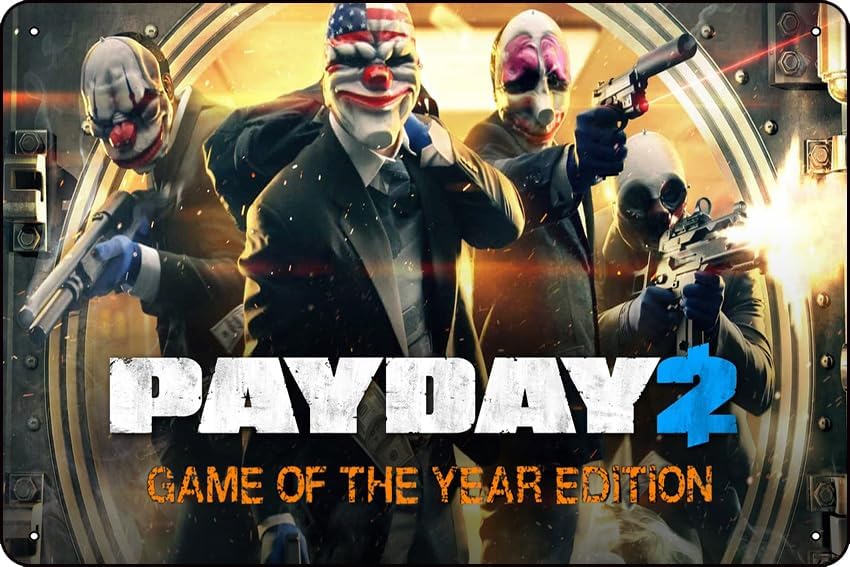 Liuyuebibii Payday 2 GOTY EditionPoster Vintage Metal Signs 8 x 12 Inches Wall Plaque Decor