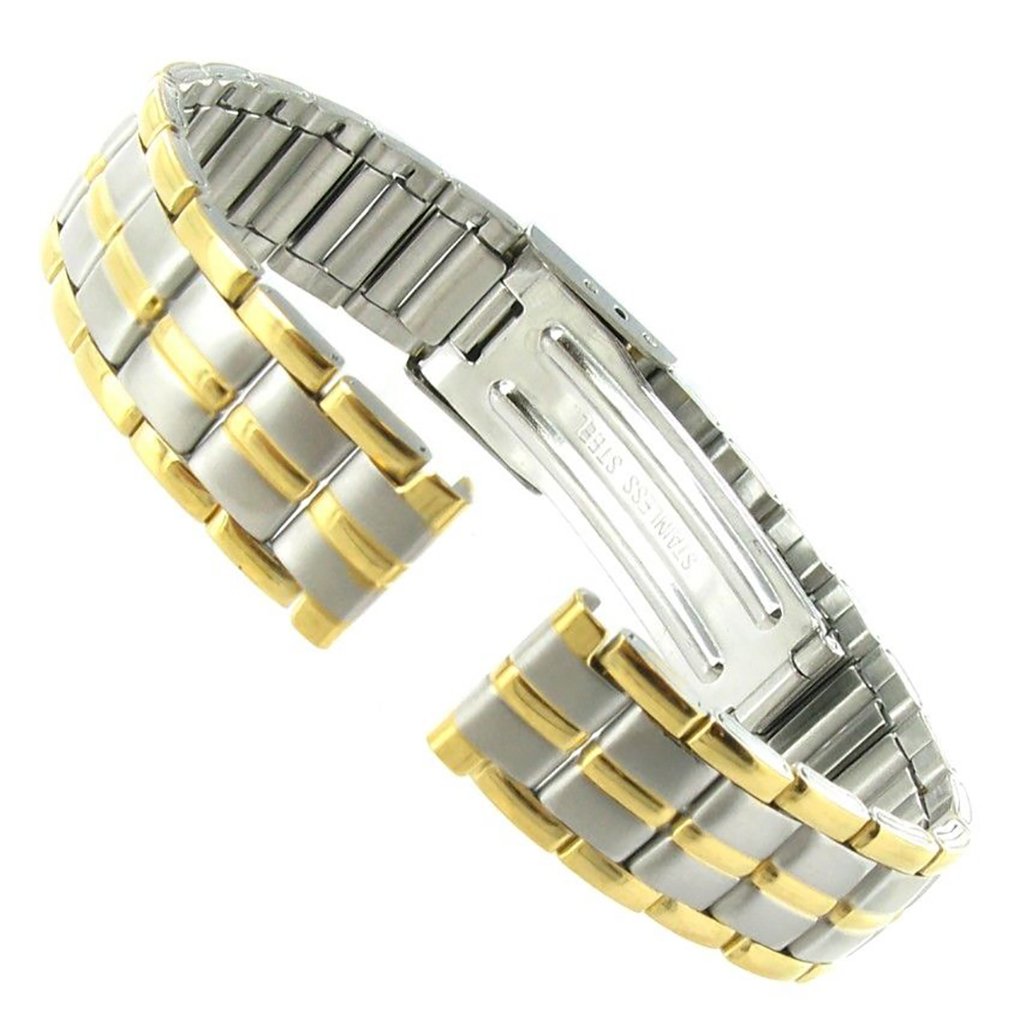 12mm Hirsch Stainless Ladies Gold and Silver Tone Deployment Clasp Watch Band