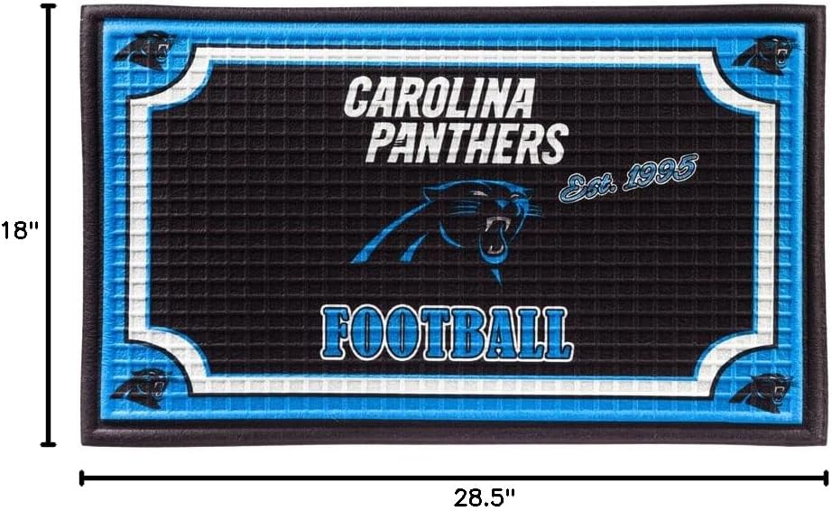 Team Sports America NFL Carolina Panthers Emobossed Outdoor Safe Mat 30" W x 18" H Durable Non Slip Floormat for Football Fans