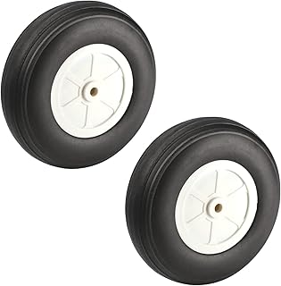 Bettomshin 2Pcs 4 inch RC Model Airplane Super Light Sponge Tire Tail Wheel Tire and Wheel Sets for RC Car Airplane PU Sponge Tire with Plastic Hub