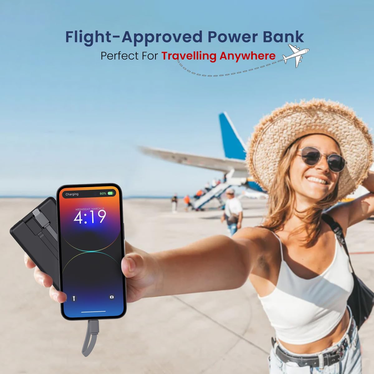 Portronics Luxcell Bind 20k 20000mAh Powerbank with 22.5W Fast Charging, in-Built Type C PD(Input & Output) /8 Pin Cable, LED Indicator, USB-A Mach Output, Compatible with Smartphones,Tablets(Black) — Amazon image 7
