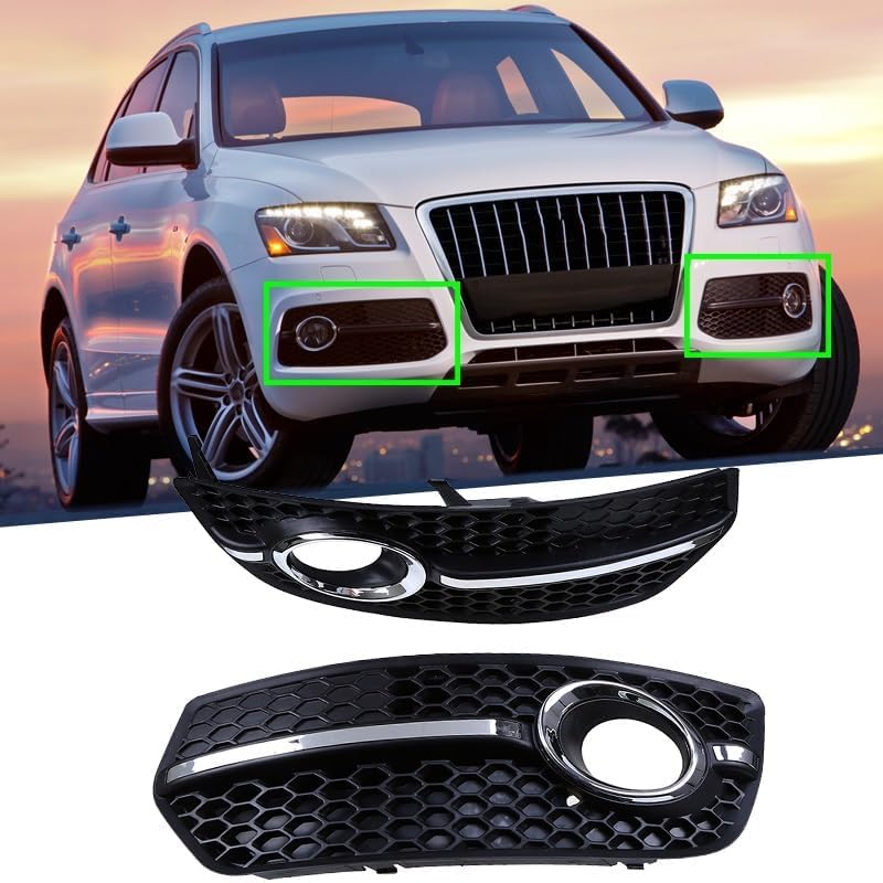 2 Pezzi Griglia Fendinebbia per Auto per Audi Q5 8R MK1 Pre-facelift 2008 2009 2010 2011 2012, Griglie Fendinebbia per Paraurti Anteriore Inferiore Auto Copertura del Telaio del Fendinebbia Auto