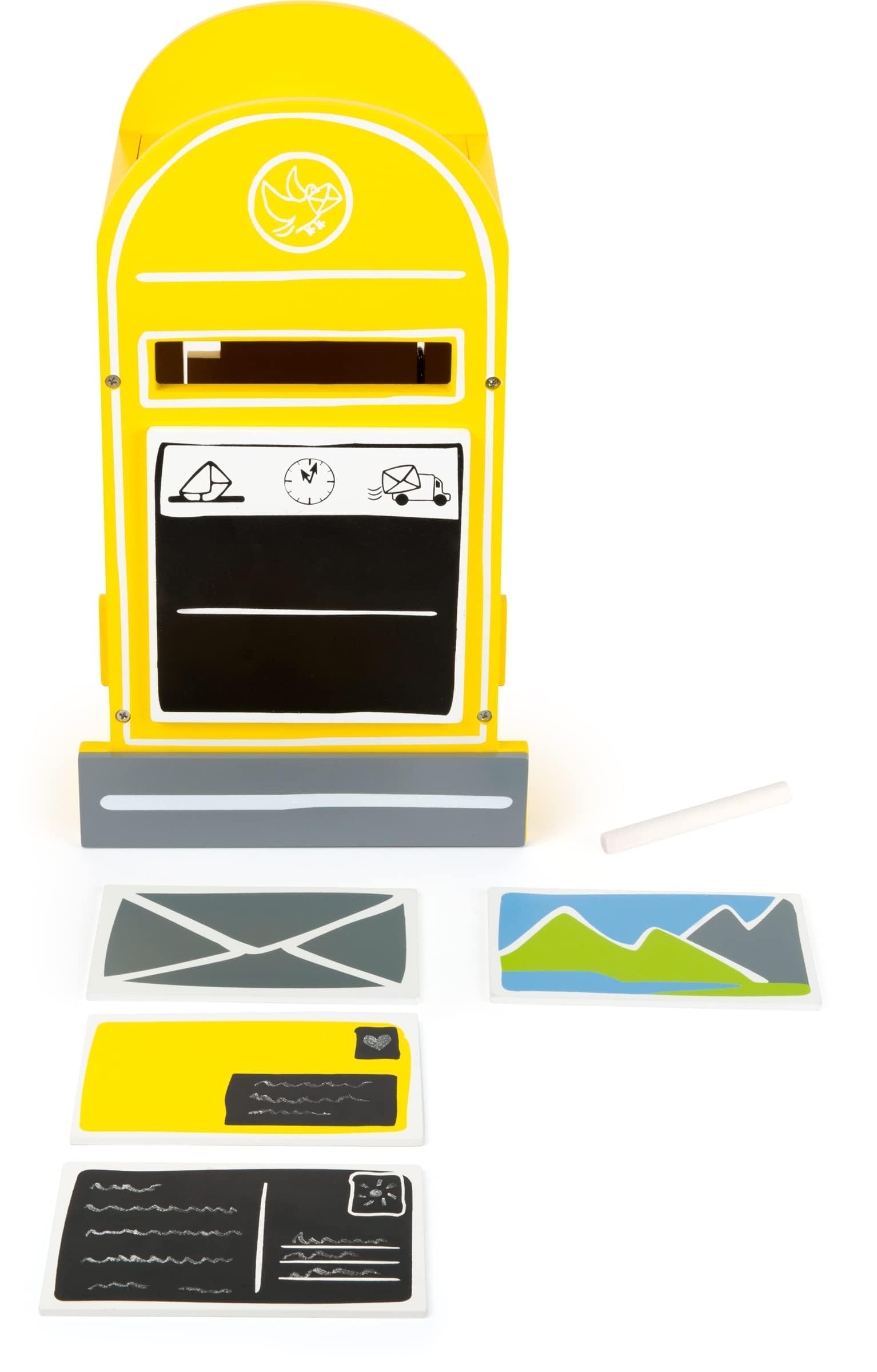 small foot Spielzeug Briefkasten aus Holz, inkl. Postkarten und Kreide, Rollenspielzeug für Kinder ab 3 Jahren, 11188