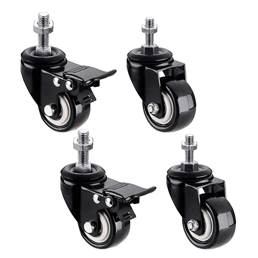 Gwintowane koła macierzyste M8 M10 2 cale 50mm 240KG wymiana wózka meblowego przemysłowy transport obrotowy z hamulcami 4 paczki(M10x25mm)