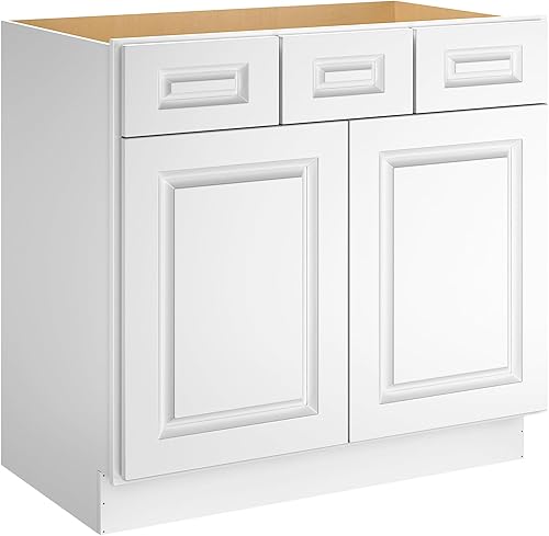 LOVMOR Tocador de baño de 36 pulgadas, unidad de almacenamiento de fregadero individual, gran capacidad para lavandería, cocina, ducha y lavadero.