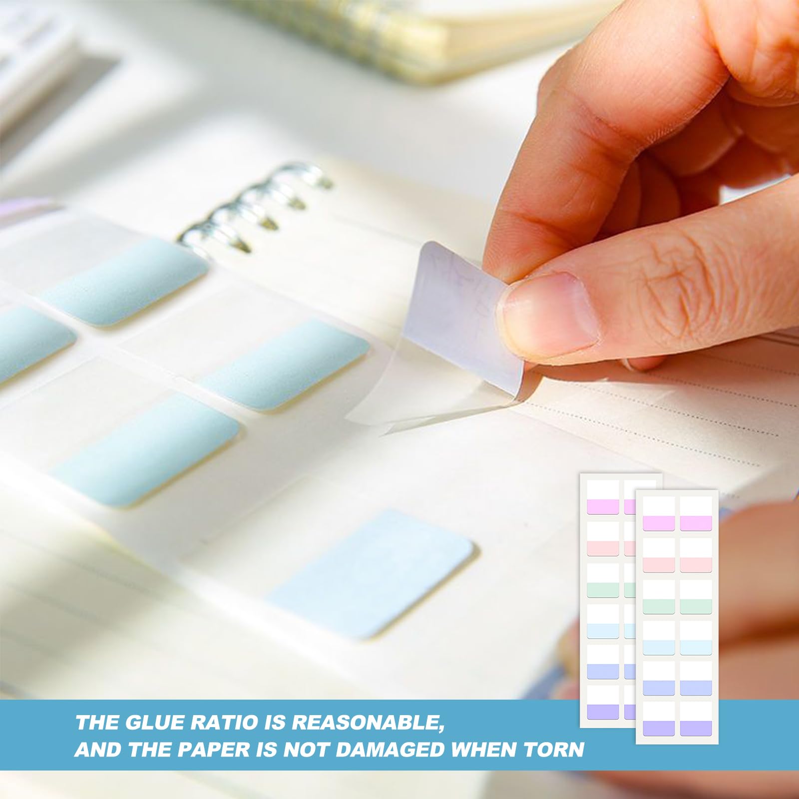 Ordinate 200 stuks Mystic plakstrips, transparante zelfklevende notities, index tabs, beschrijfbare markeerstiften, pastel, stationaire benodigdheden, boekaccessoires