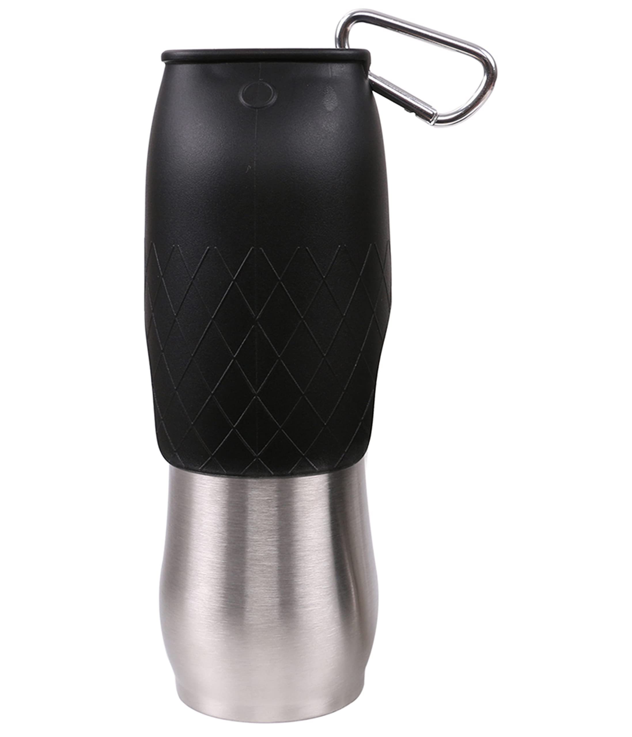 Dehner Travel butelka na napoje dla psa, również jako miska, 600 ml, stal nierdzewna, czarna