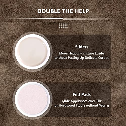 image for CO-Z Felt Furniture Sliders - 8 Pack with 4 Plastic & 4 Felt Sliders, 