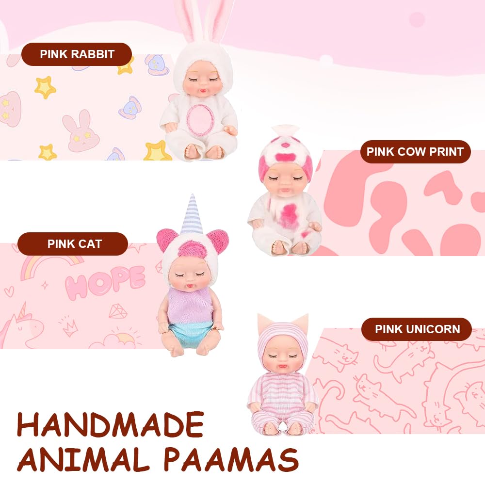 6 Stück Mini Babypuppen Set - 11cm Mit Kleidung - Bewegliche Gelenke - Für Mädchen Ab 3 Jahren