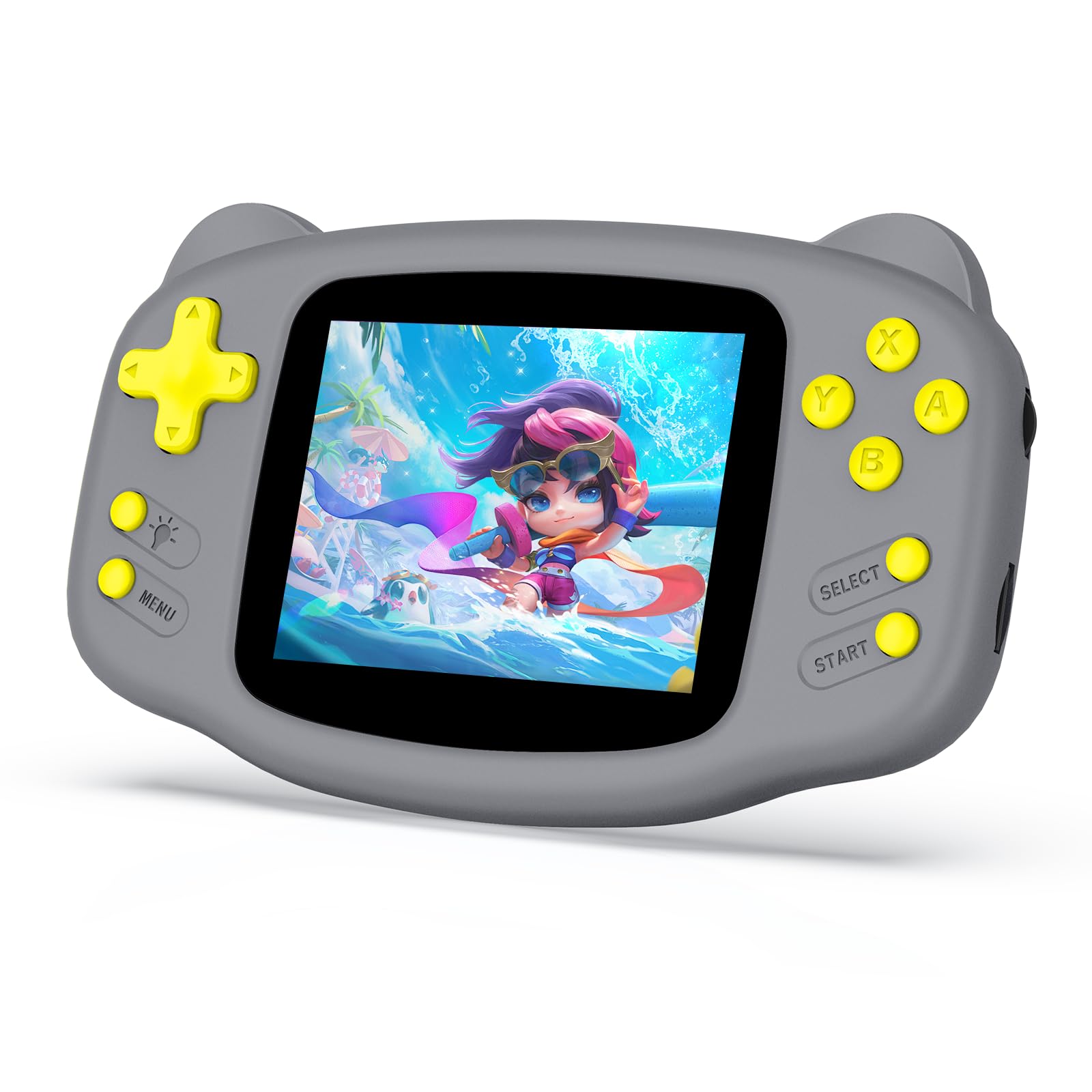 Portable 16 Bit Handheld Game Console, Retro Gaming Console with 300 Classic Video Games, Handheld Plug & Play Player with 3.2'' IPS Screen, Portable Game Console for Travel (Gray)
