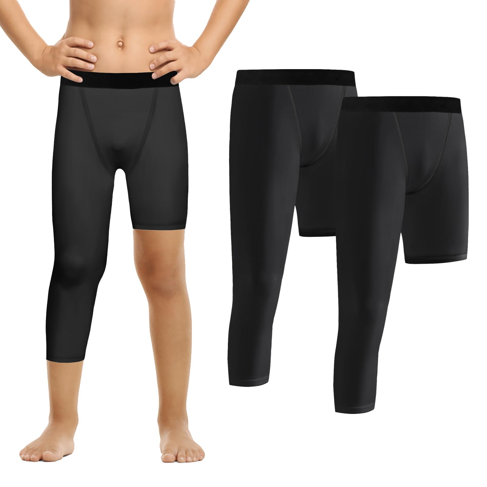 Valcatch 2 impacchettare Pantaloni da Compressione per Ragazzi, 3/4 Capris Una Gamba stringe la Zampa, Strato di Base Atletico per Andare a Basket