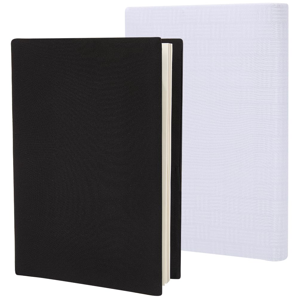CRASPIRE 2Pcs Black Book Cover Protector 7 x 13in White Notebook Wrap Sleeve Up to 7 x 9in Rectangle Stretchable Elastic Cloth Reusable Washable Sleeves for Hardcover Book Paperback Office Textbook