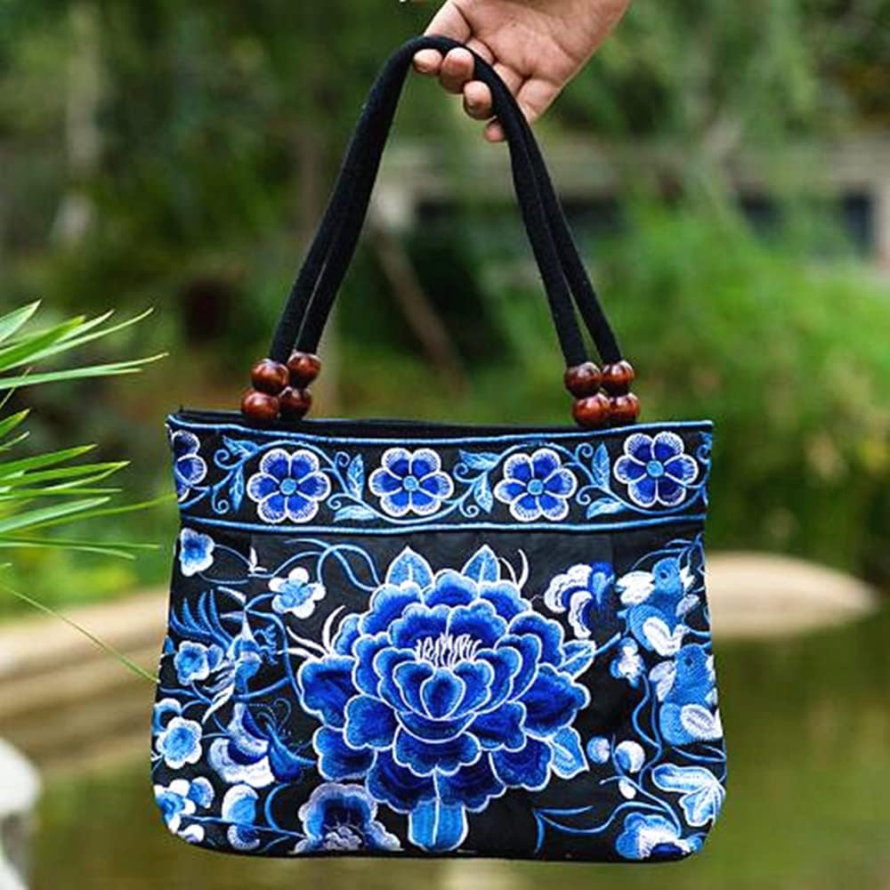 Embroidered Women Floral Handbags Embroidery Purse Vintage Hobo Tote Bag Ethnic Shoulder Bag - Image 2