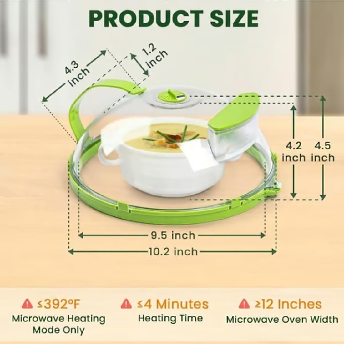 Microwave Splatter Cover with Water Steamer, BPA Free, 10" Tall Dome Food Cover with Handle and Vent, Rapid Heating, Keeps Food Moist, Easy Clean Splatter Guard (2PCS)