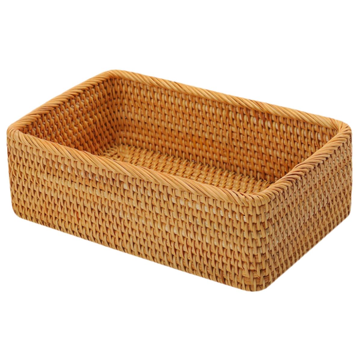 Cesta tejida de ratán SHOWERORO de 25x17x8cm: acabe con el desorden de su escritorio