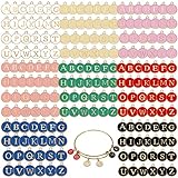 Bucherry 208 Pcs Letter Metal Charms for Jewelry Making Mix Initial Double Side Charms for DIY Bracelet Necklace Making, 8 Colors