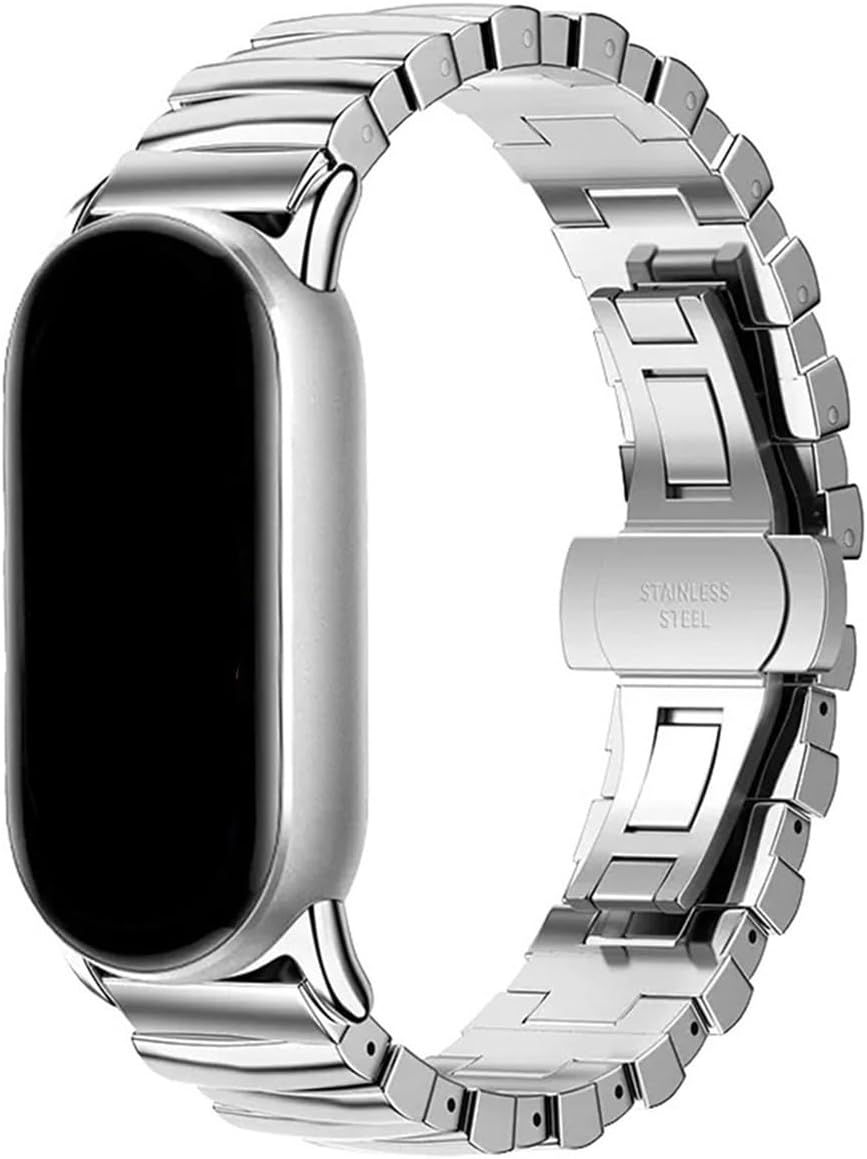Suitable Fit for Xiaomi Wristbands 8/9, Stainless Steel Strap Metal Wristband 14mm Irregular Steel Strap