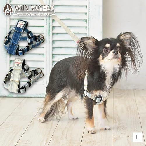 デニムハーネス L Solgra-ソルグラ- 犬用 ハーネス トイプードル チワワ ポメラニアン SO22SS L Blue