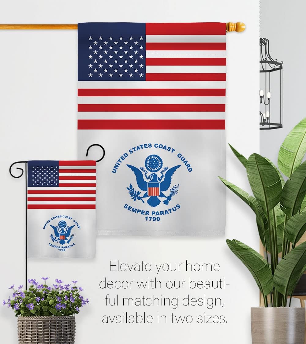 US Coast Guard Garden Flag - Armed Forces USCG Semper Paratus United State American Military Veteran Retire Official - House Decoration Banner Small Yard Gift Double-Sided Made in USA 13 X 18.5