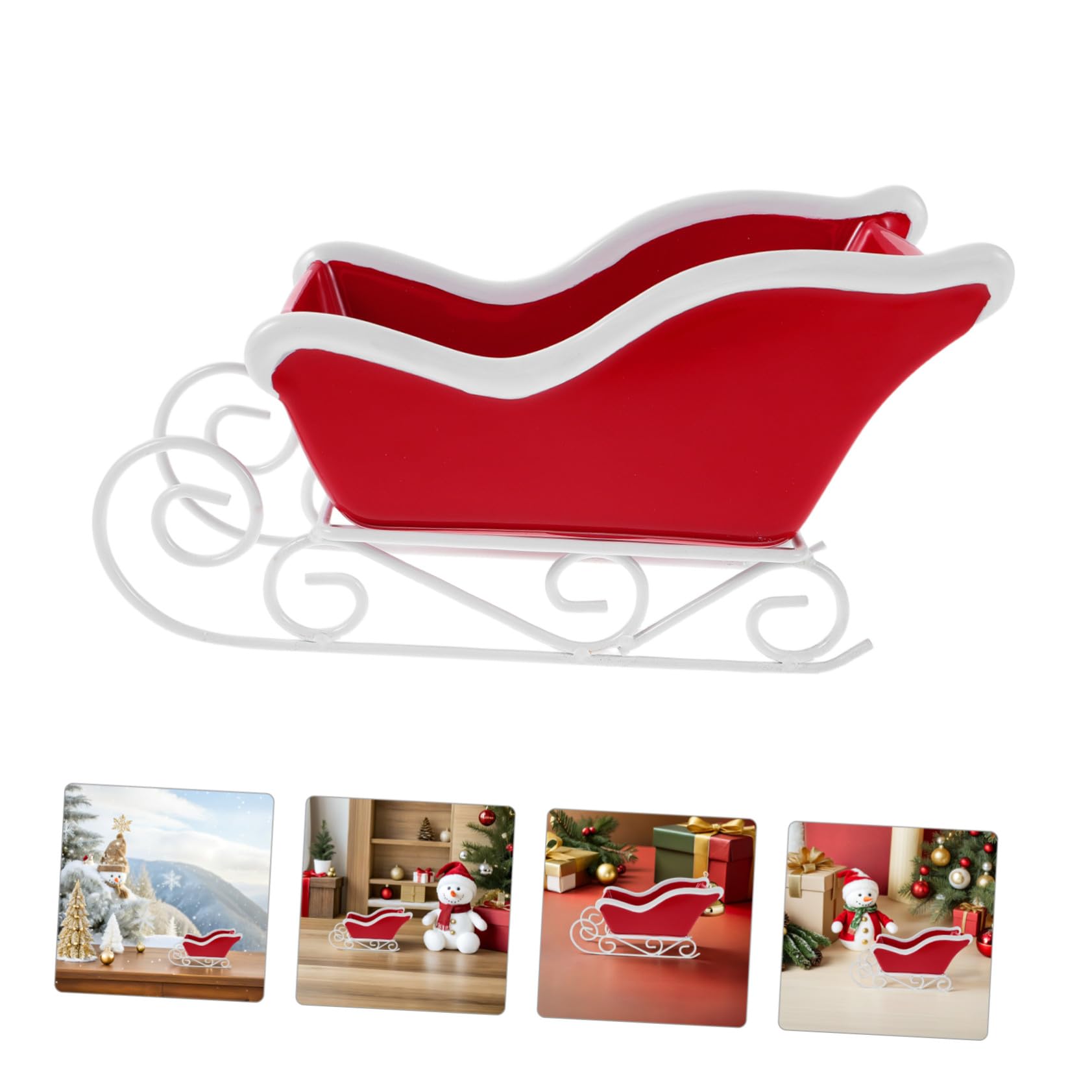 Miniatura Navideño con Base Roja Adorno Festivo para Decoración de Mesa Hogar y Oficina Centro de Mesa Navideño para Acogedor