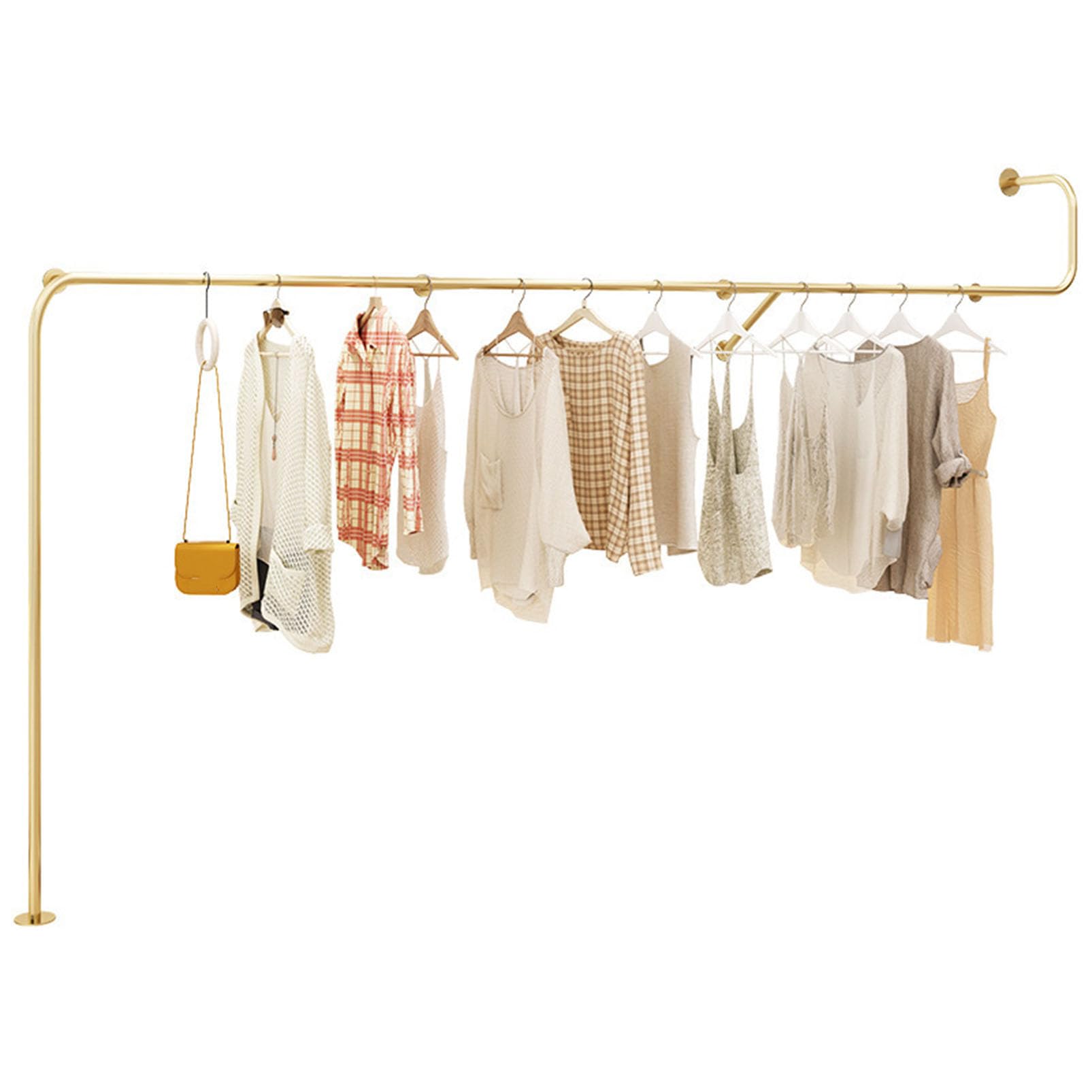 YNBSHGAA Wall Mounted Clothing Rack Industrial Pipe Hanging Rods, Commercial Retail Display Rack Boutique Coat Rack, Closet Storage Rack Clothes Drying Rack, Heavy Duty Garment Ba,Length 450CM