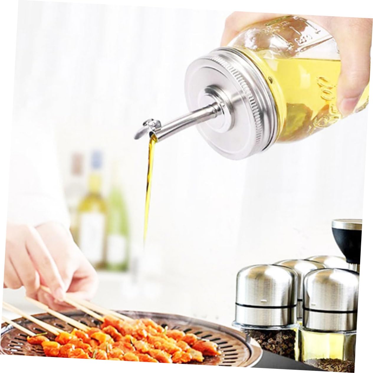 TOPBATHY 10stücke Ausgießer Für Einmachgläser Praktische Öldeckel Mit Ausgießfunktion Für Präzises Dosieren Und Müheloses Servieren Von Öl Und Essig Für Und Grillabende