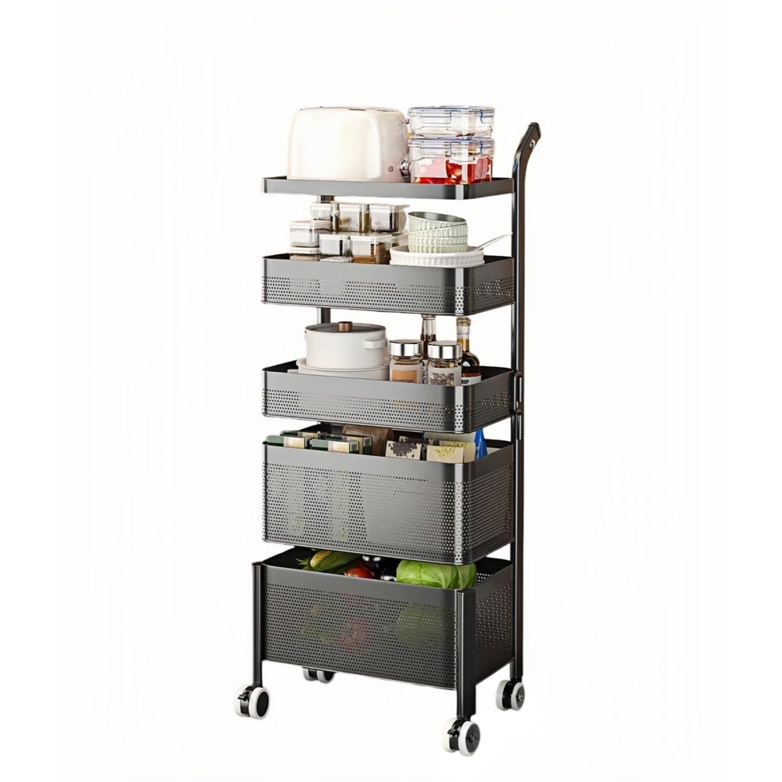 Chariot de cuisine rotatif petit modèle meuble de rangement étroit