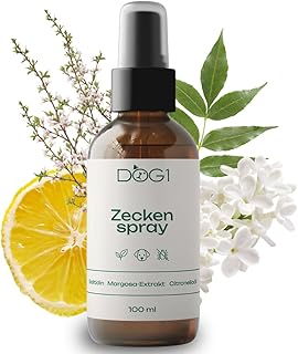 DOG1 Zeckenspray für Hunde – Langzeit-Zeckenschutz mit Margosa & Saltidin – Hautverträglich mit Zitrusduft – Alternative zu Spot-on, Zeckenhalsband & Kokosöl – Made in Germany – 100 ml