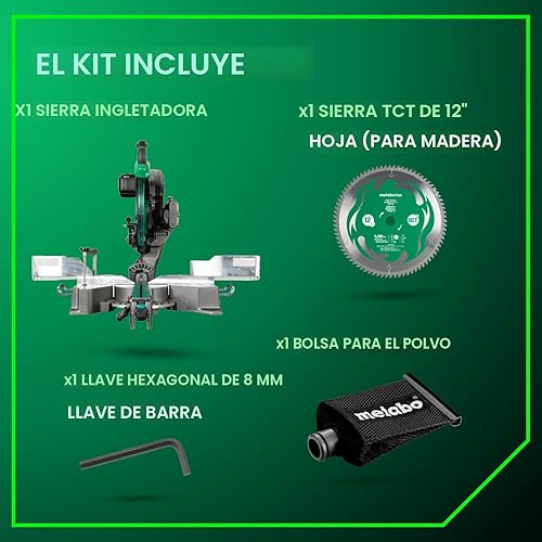Miniatura 6 de Metabo HPT Sierra de inglete deslizante de doble bisel de 12 pulgadas, velocidad sin carga de 4000 RPM, rango de bisel izquierdo y derecho de 45,