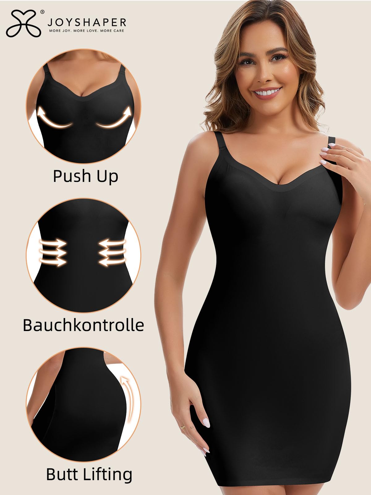Joyshaper Mujer Shapewear Deslizamiento Vestido Dando Forma a Deslizamientos Completos Control del Vientre Correas de Espagueti Shaper del Cuerpo Bajo el Vestido